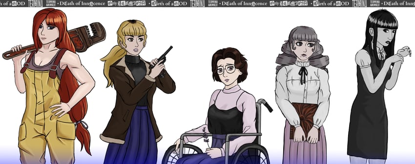 samarie, marina domek, karin sauer, abella, and olivia haas (fear and hunger termina) drawn by swrebel87