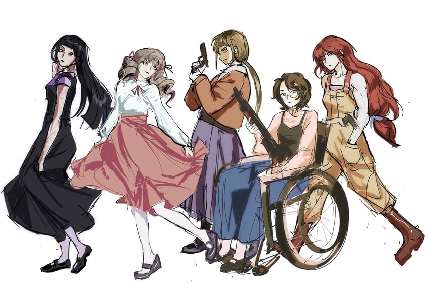 samarie, marina domek, karin sauer, abella, and olivia haas (fear and hunger termina) drawn by mochapao